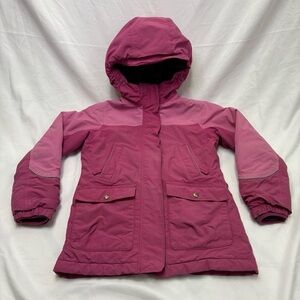 Lands End Girls Small 7-8 Pink Squall Winter Jacket Parka Coat Fleece Insulated